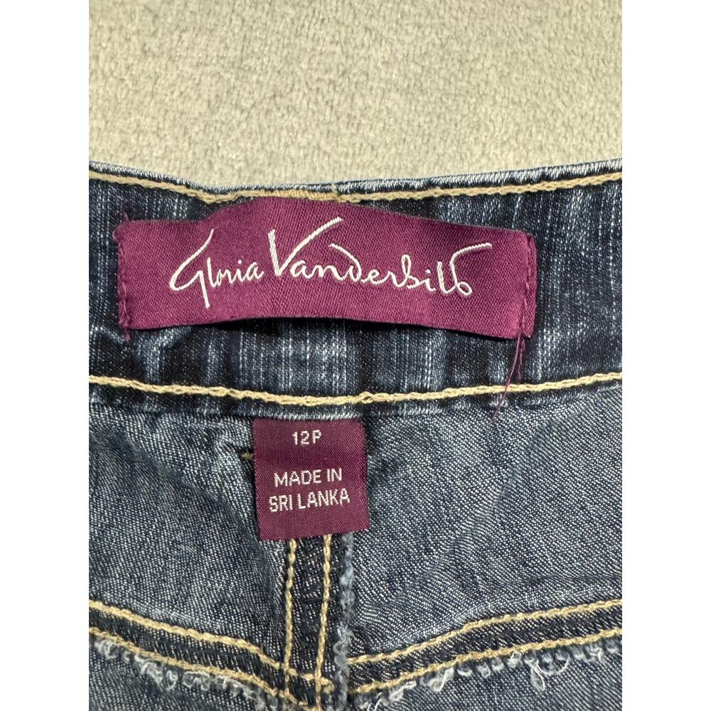 Vintage Y2K Gloria Vanderbilt Women's Size 12 Denim Capris Stretch Embroidered - Picture 2 of 5